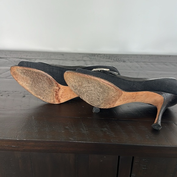 Vintage Isaac mizrahi peep toe pumps black silver buckle 6 - Picture 5 of 5